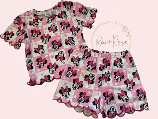 PREORDER- Girls Spring & Summer Cartoon Scallop Shorts Set