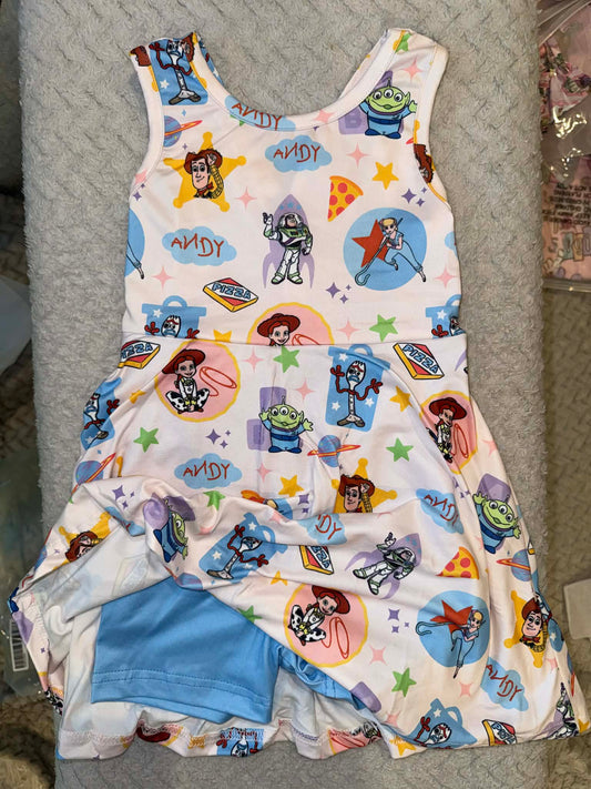 PREORDER- Girls Spring and Summer Cartoon Print Skort Dress