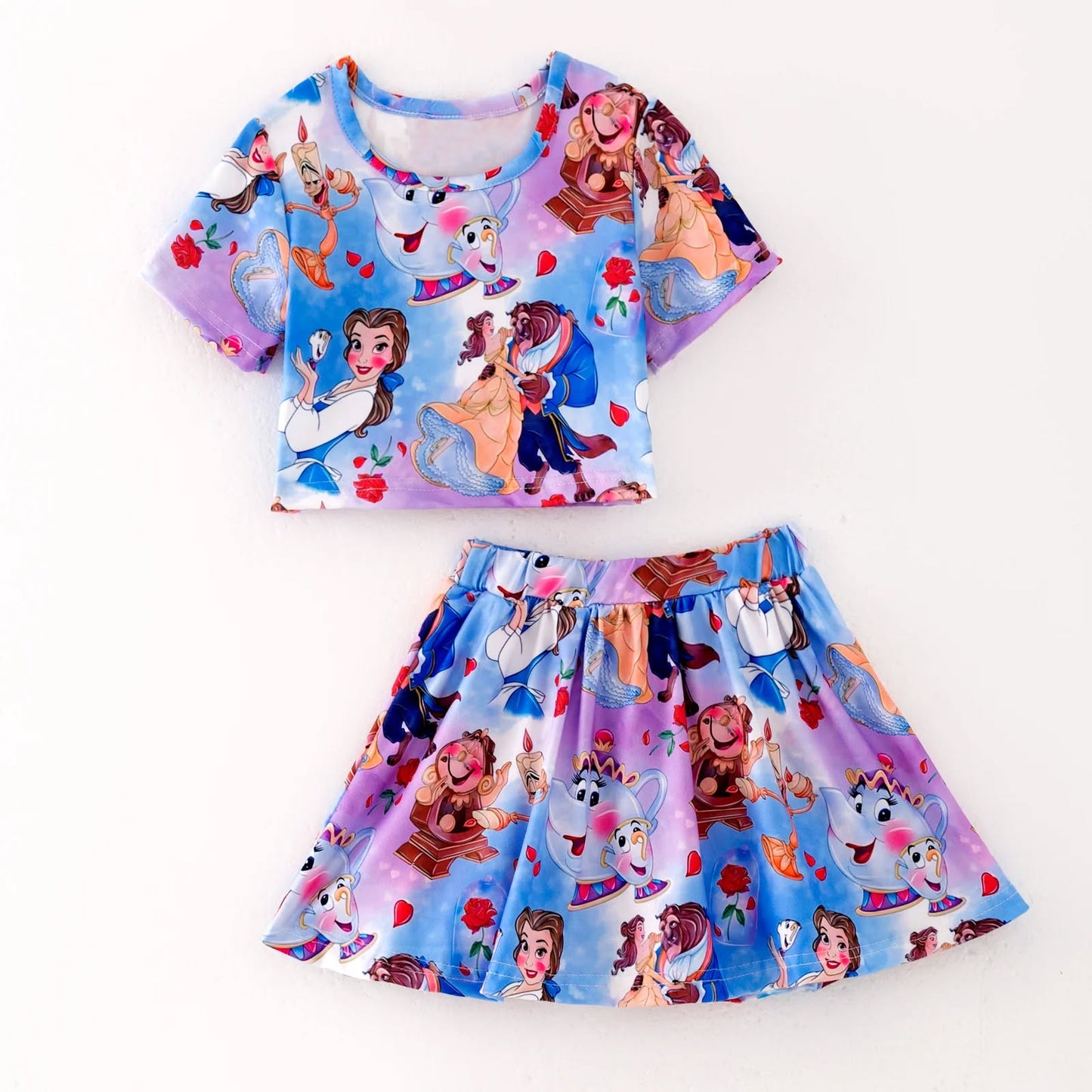 PREORDER- Girls Spring and Summer Cartoon Print Skort Set