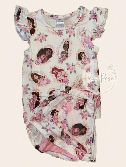 PREORDER- Girls Spring&Summer Princess Print Skort Set
