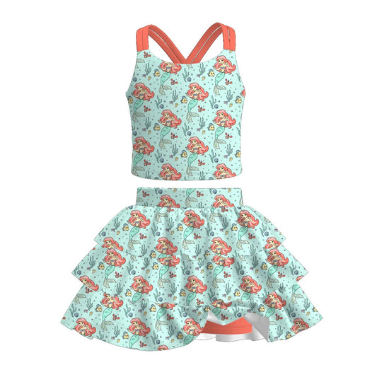 PREORDER- Girls Cartoon&Princess Print Skort Set