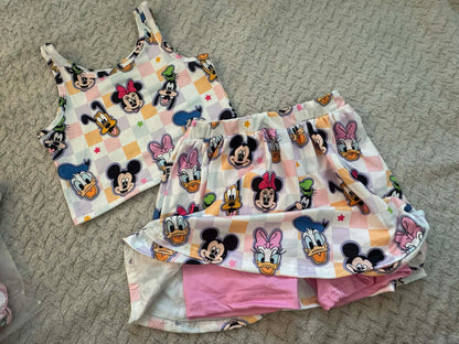 PREORDER- Girls Summer Cartoon Print Skort Set