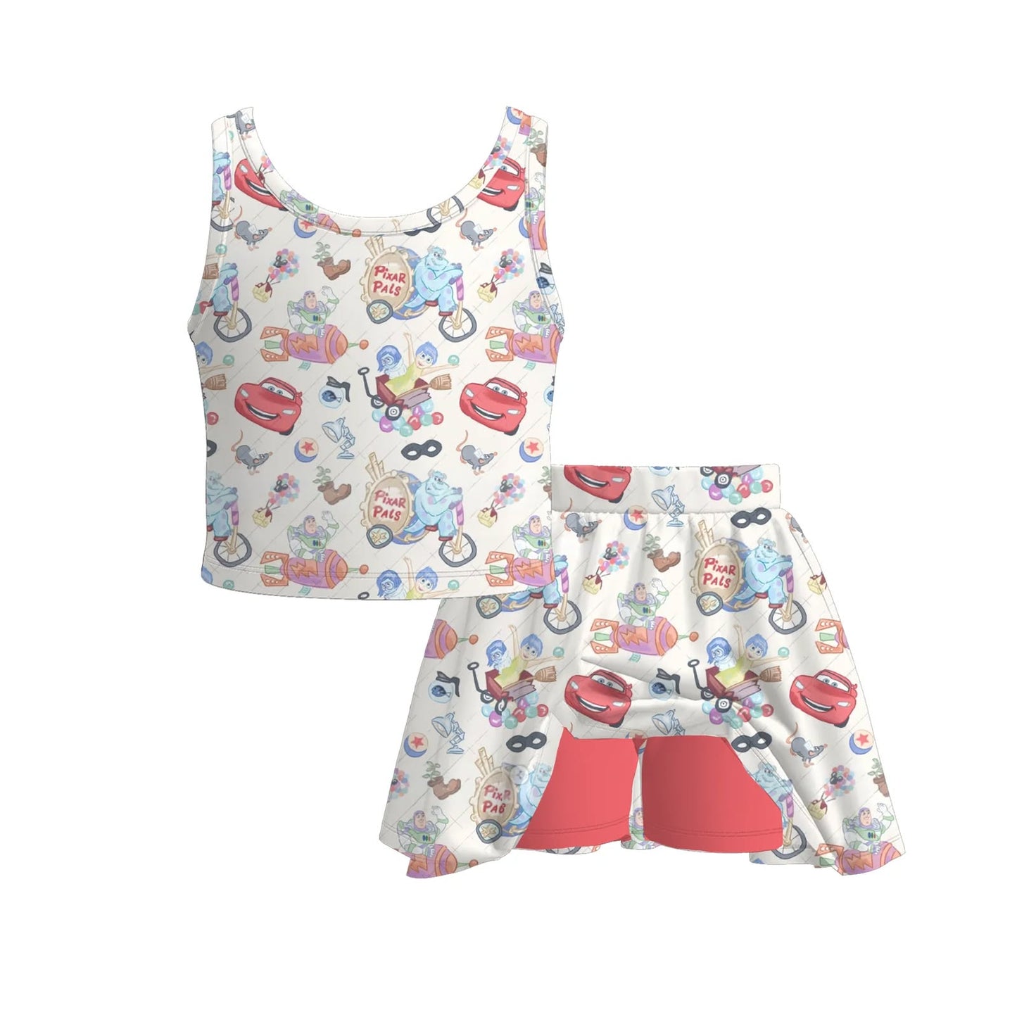 PREORDER- Girls Summer Cartoon＆Princess Print Skort Set