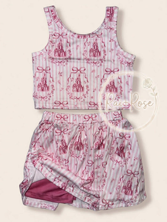 PREORDER- Girls Summer Cartoon＆Princess Print Skort Set