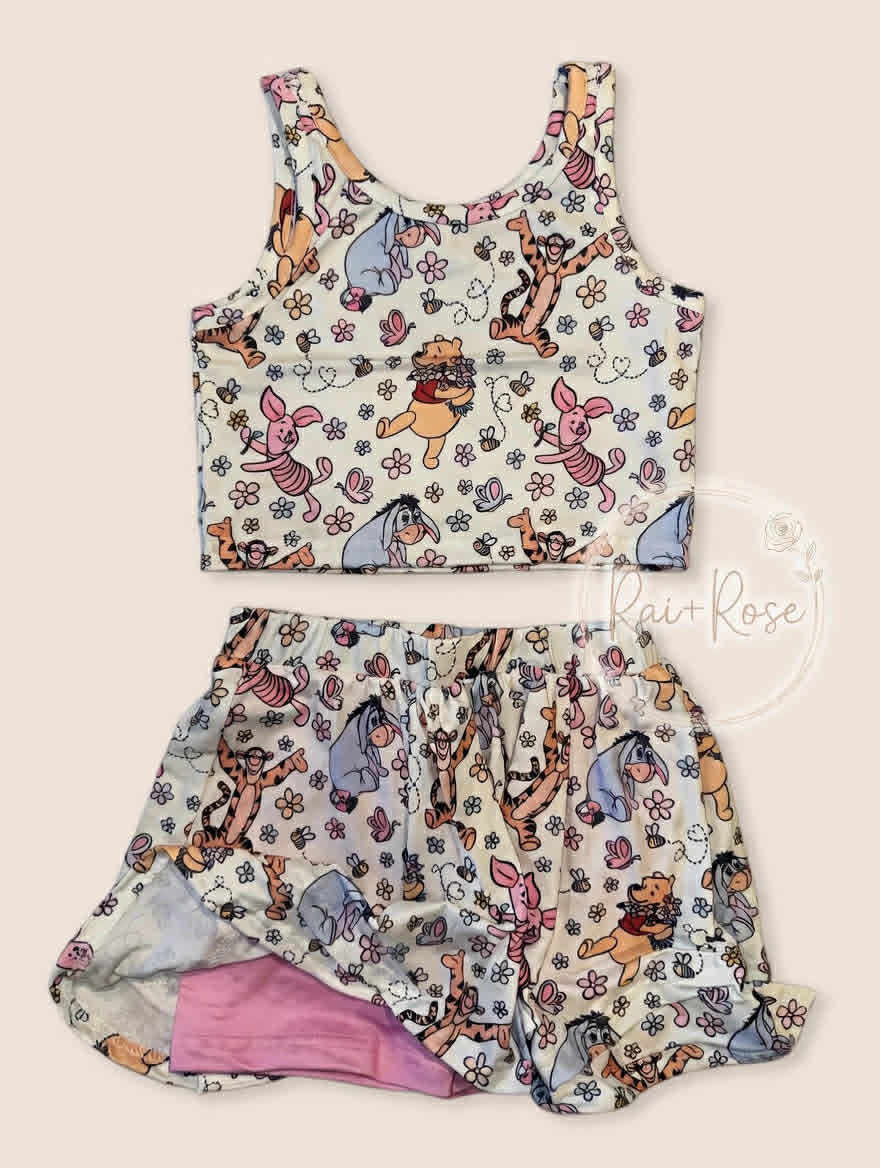 PREORDER- Girls Summer Cartoon Print Skort Set